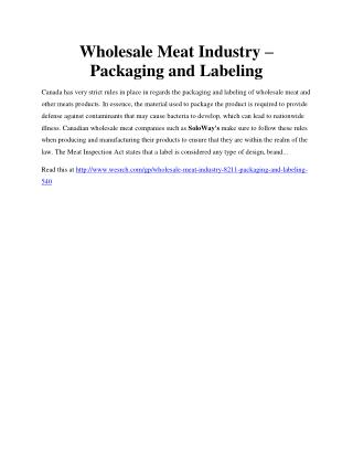 Wholesale Meat Industry – Packaging and Labeling