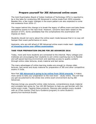 Prepare yourself for JEE Advanced online exam