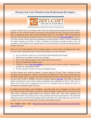 Procure Zen Cart Websites from Professional Developers