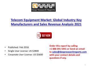 Telecom Equipment Industry 2021 Global Market Trend Forecasts