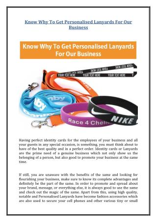 Know Why To Get Personalised Lanyards For Our Business