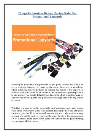 Things To Consider Before Placing Order For Promotional Lanyards