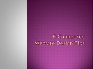 ECommerce Website Design Tips