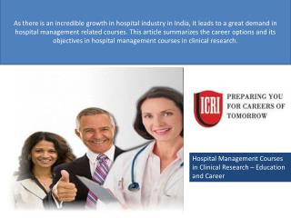 Hospital Management Courses,Best Clinical Research Institute