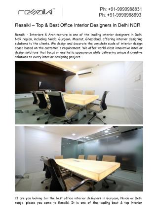 Top Office Interior Designers in Noida – Resaiki Interiors