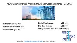 Power Quarterly Deals Analysis: M&A and Investment Trends - Q4 2015
