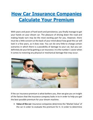 How Car Insurance Companies Calculate Your Premium
