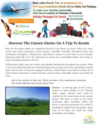 Discover The Unseen Glories On A Trip To Kerala