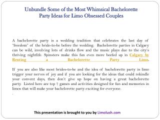 Unbundle Some of the Most Whimsical Bachelorette Party Ideas for Limo Obsessed Couples