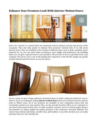 Enhance Your Premises Look With Interior Walnut Doors