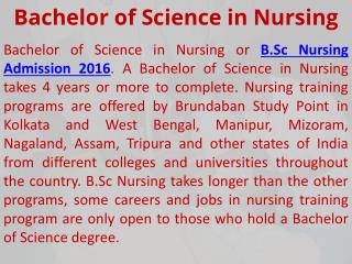 B.Sc Nursing Admission in Kolkata West Bengal