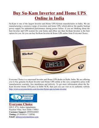 Buy Su-Kam Inverter and Home UPS Online in India