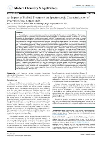 An Impact of Biofield Treatment on Spectroscopic Characterization of Pharmaceutical Compounds