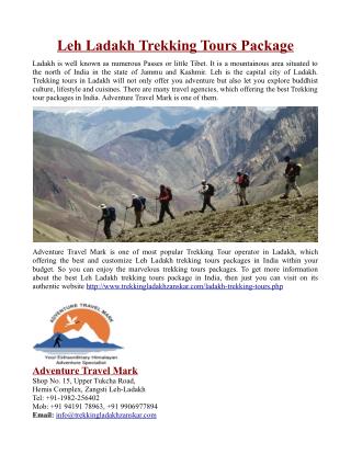 Leh Ladakh Trekking Tour Packages in India