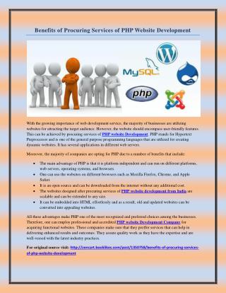 Benefits of Procuring Services of PHP Website Development