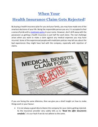 When your Health Insurance Claim gets Rejected - BAGI