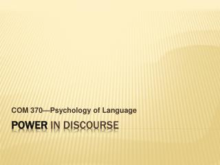 Power in discourse