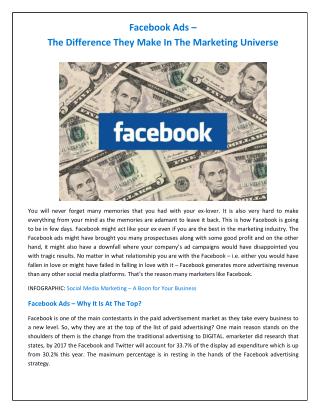 Facebook Ads – The Difference They Make In The Marketing Universe