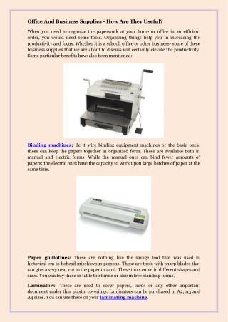 Office And Business Supplies - How Are They Useful?