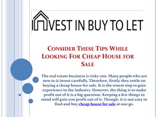 Consider These Tips While Looking For Cheap House for Sale