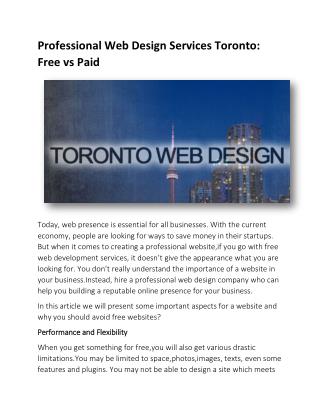 Professional Web Design Services Toronto: Free vs Paid