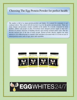 Choosing The Egg Protein Powder for perfect health