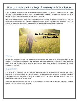 How to Handle the Early Days of Recovery with Your Spouse