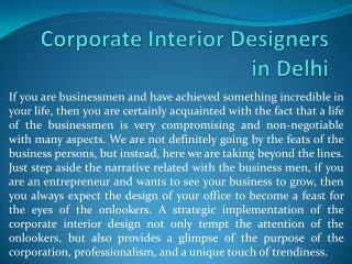 Corporate Interior Designers in Delhi