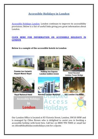 Accessible Holidays in London