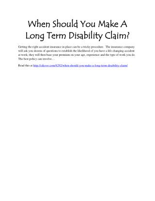 When Should You Make A Long Term Disability Claim?