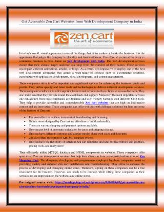 Get Accessible Zen Cart Websites from Web Development Company in India