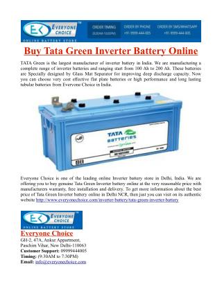 Buy Tata Green Inverter Battery Online