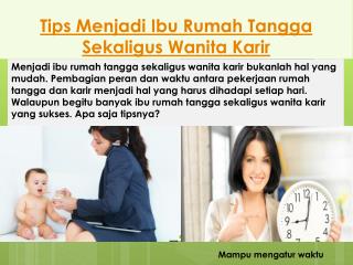 Tips Menjadi Ibu Rumah Tangga Sekaligus Wanita Karir