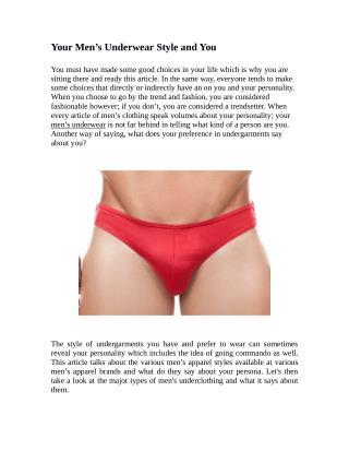 Your Men’s Underwear Style and You