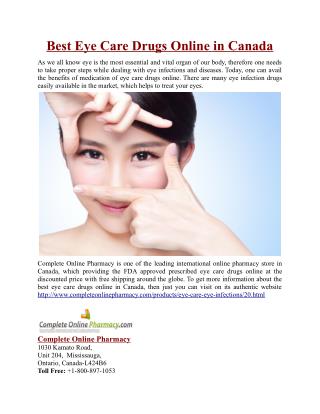 Best Eye Care Drugs Online in Canada