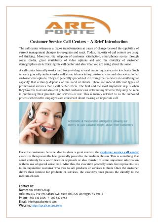 Customer Service Call Centers – A Brief Introduction