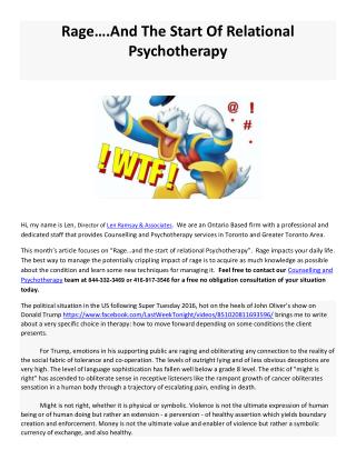 Rage And The Start Of Relational Psychotherapy