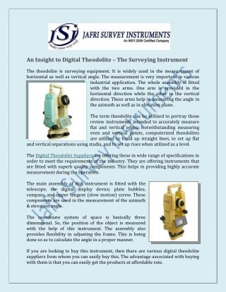 Digital Theodolite Wholesaler, Exporters