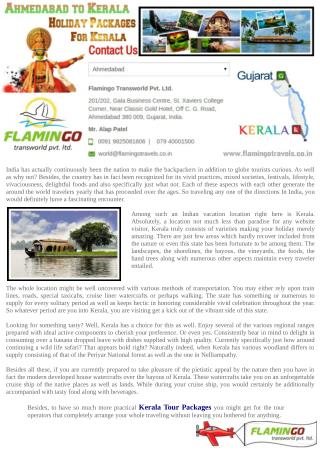 Ahmedabad To Kerala Holiday Packages For Kerala