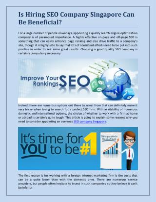 Is Hiring SEO Company Singapore Can Be Beneficial?