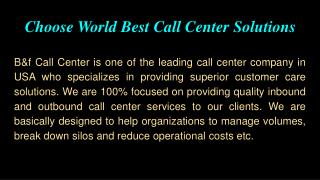 Choose World Best Call Center Solutions