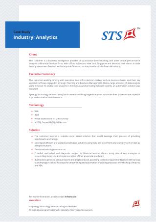 Case Study - Automation Process For A Leading Business Intelligence Provider Of Quantitative Benchmarking