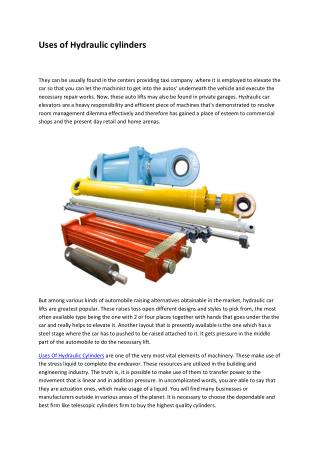 Uses of Hydraulic cylinders