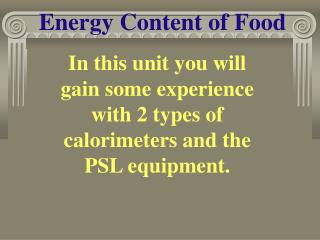 Energy Content of Food
