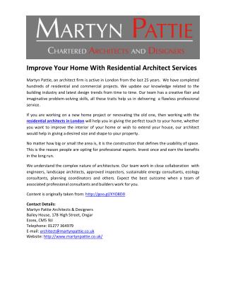 Improve Your Home With Residential Architect Services