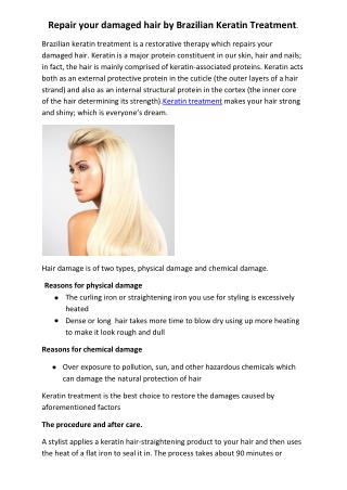Repair your damaged hair by Brazilian Keratin Treatment