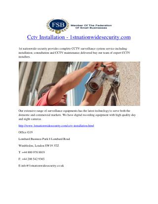 Cctv Installation - 1stnationwidesecurity.com