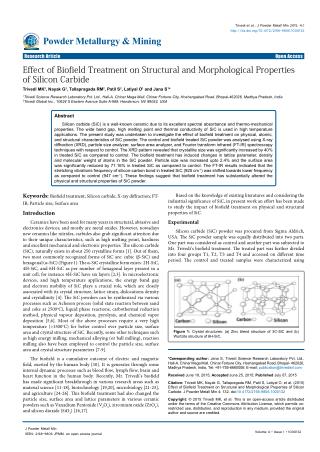 Biofield Treatment Effect on Properties of Silicon Carbide