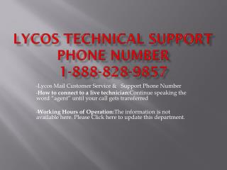 Lycos technical 1-888-828-9857 support phone number