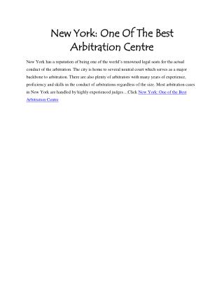 New York: One Of The Best Arbitration Centre